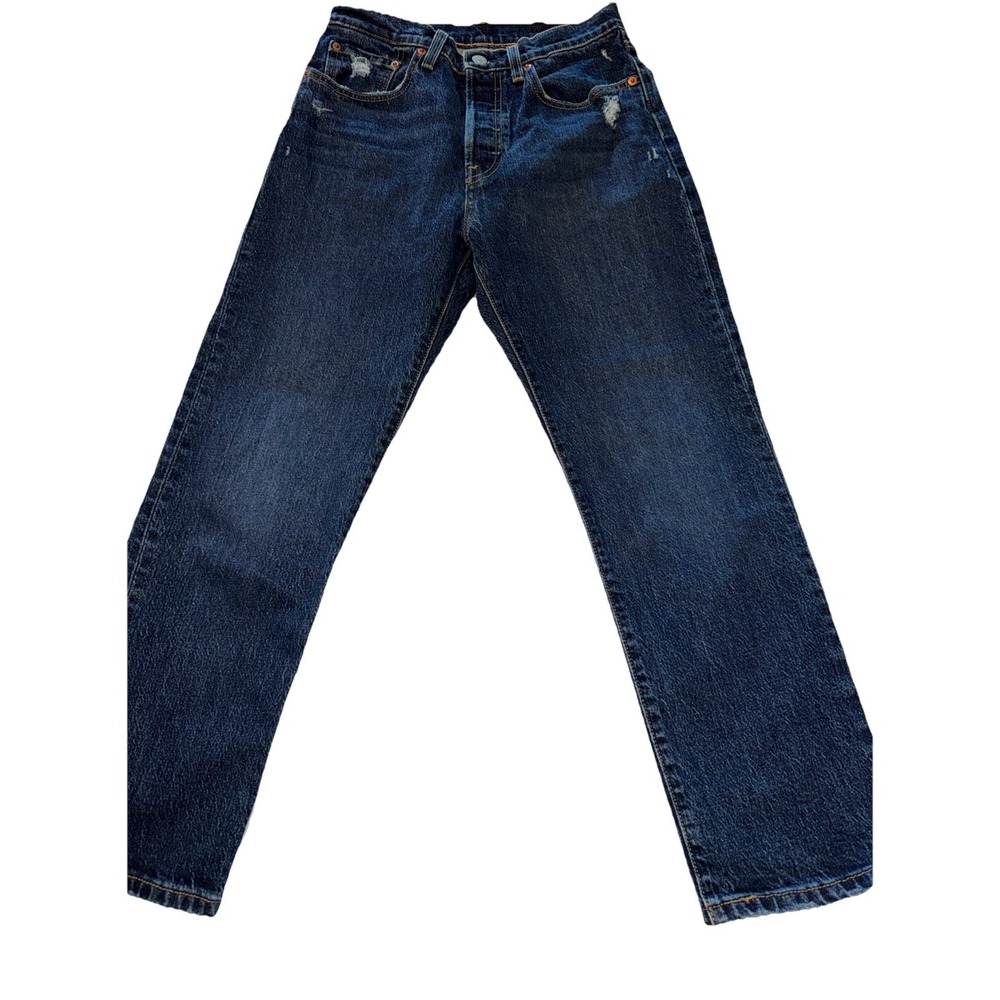Levi's 501 Blue Button Fly Jeans Women's Size 26"x26" Distressed Cotton